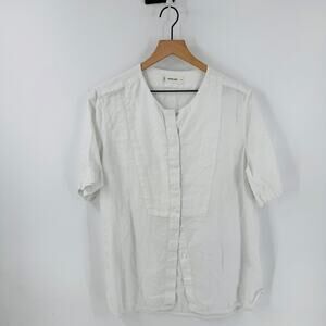 Everlane 100% European Flax Linen Minimalist Sustainable Bib Shirt Size Medium